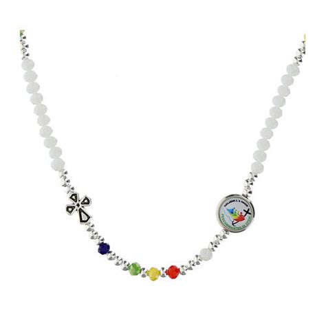 Jubilee 2025 crystal necklace with white stones .